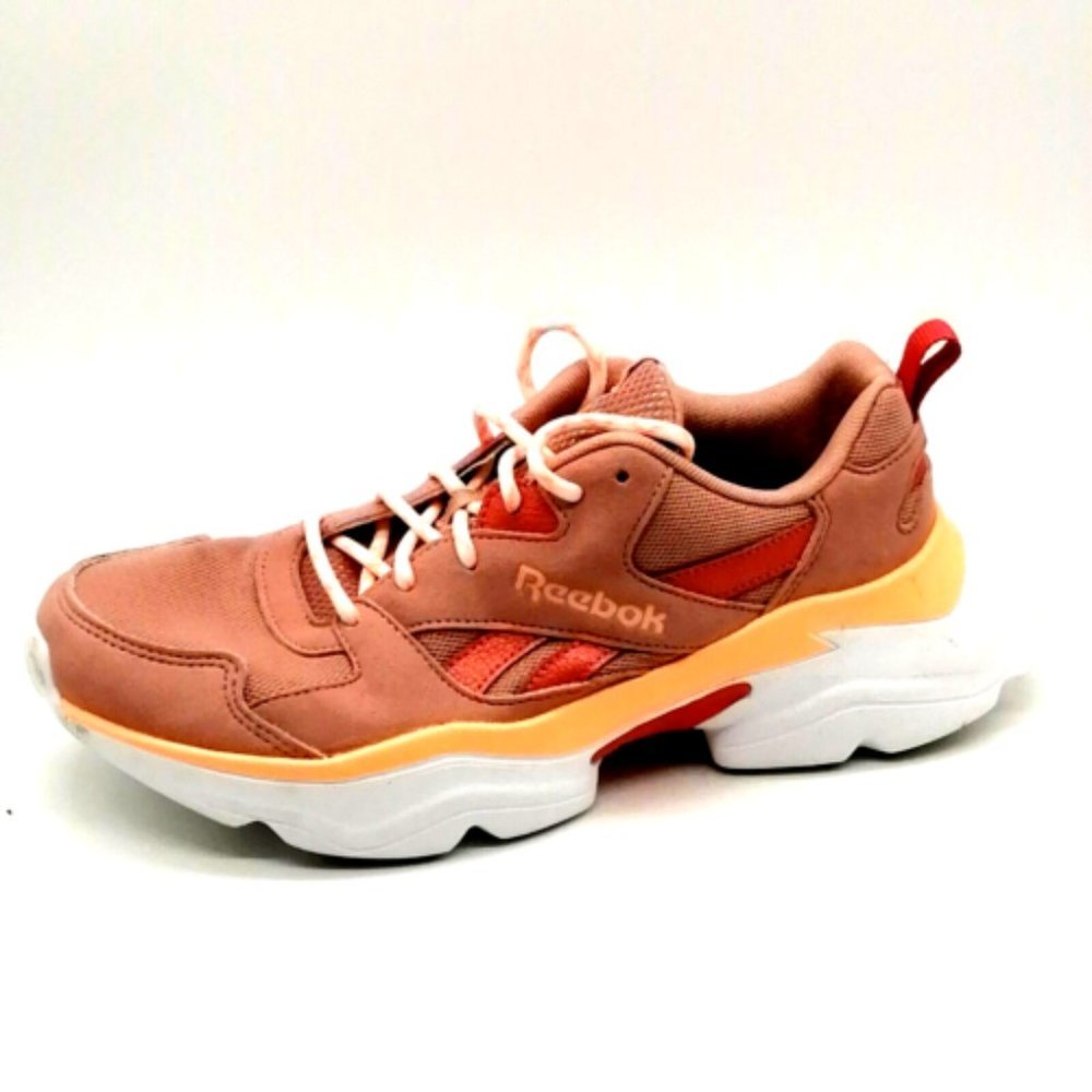 Reebok‎ Womens Flat Heel Lace Up Sneaker Cushioned Insole Pink/Orange Sz 8 M